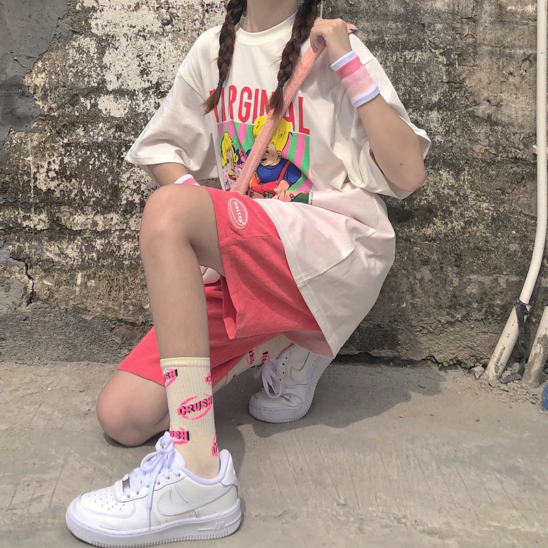 学院风短袖短裤运动服套装女夏季薄款学生韩版宽松时尚休闲两件套