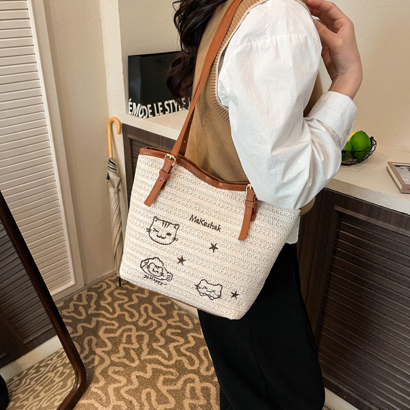 2026春季新款时尚腋下包逛街出行单肩包大容量休闲编织包托特包女,箱包皮具/热销女包/男包,通用款女包,淘宝优惠券,粉丝福利购,淘宝优惠卷