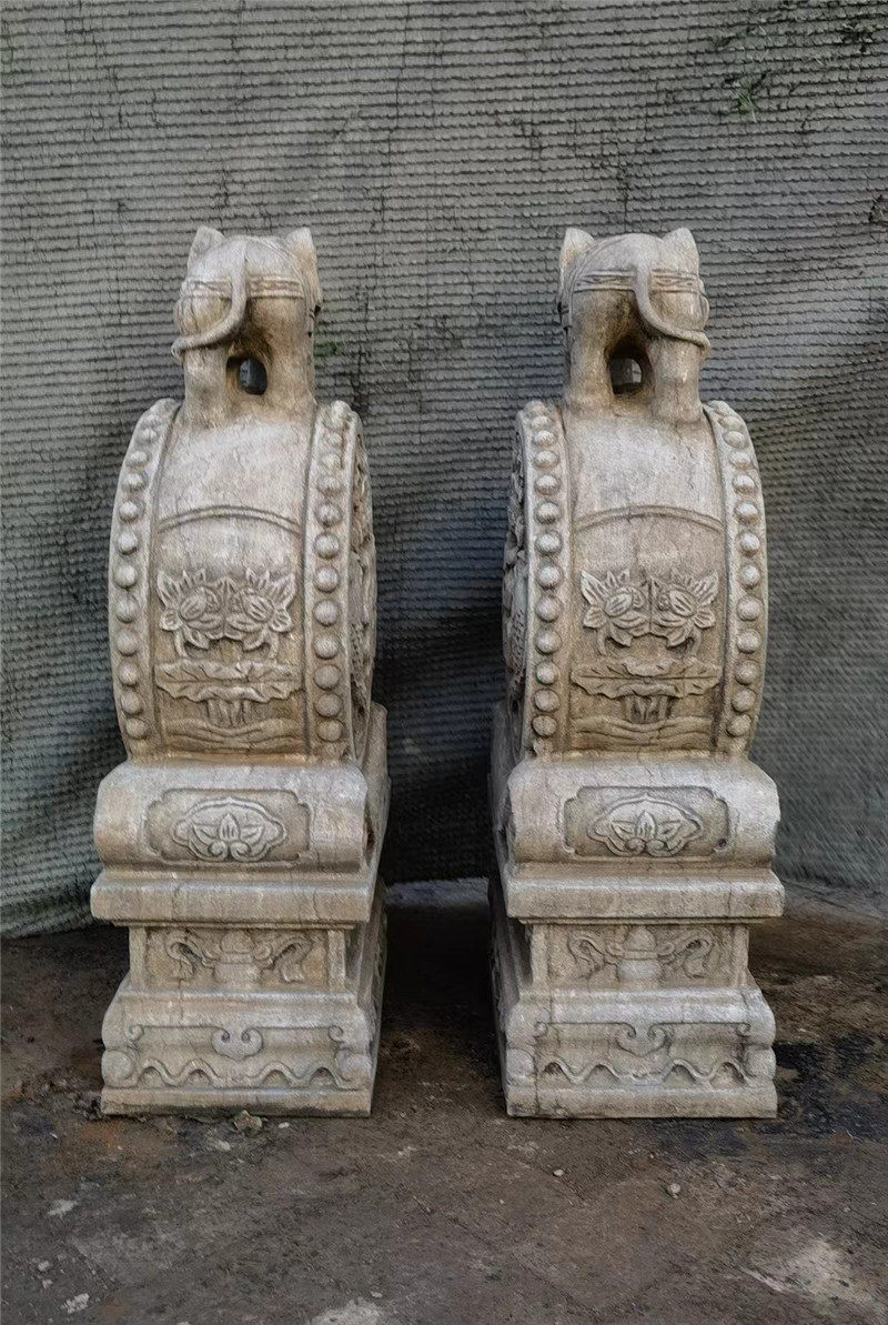 石雕复古仿古青石门墩抱鼓石石鼓抱鼓做旧摆件摆放庭院别墅家居