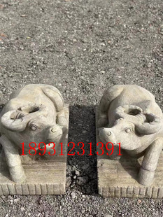 石雕复古仿古青石石牛适合庭院花园别墅摆放摆件做旧雕刻水牛卧牛