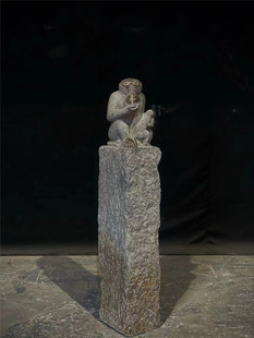 石雕复古仿古青石栓马桩金猴献寿栓马柱栓马石猴子动物雕刻摆件