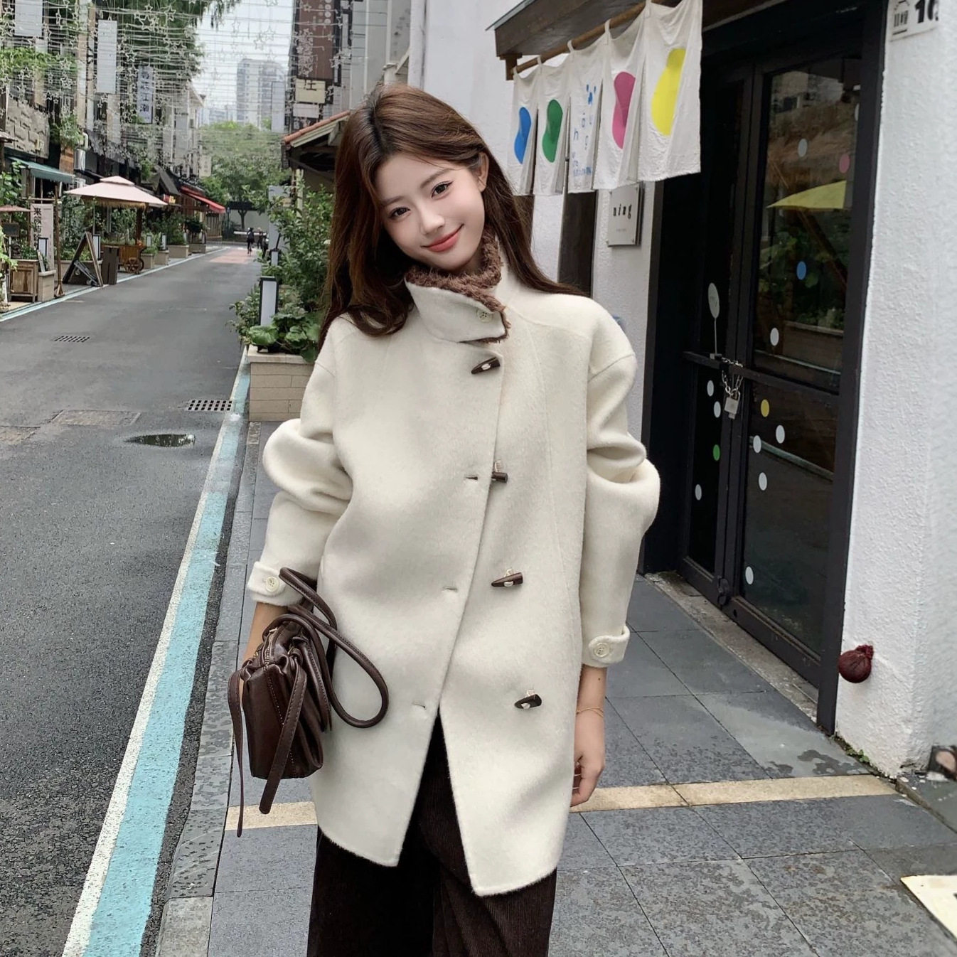秋冬双面羊毛加厚羊羔毛领大衣女