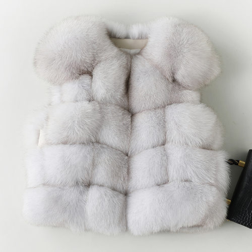 芬兰进口狐狸毛保暖马甲女款