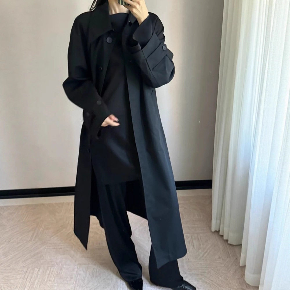 ic小禾精纺羊毛女加长风衣