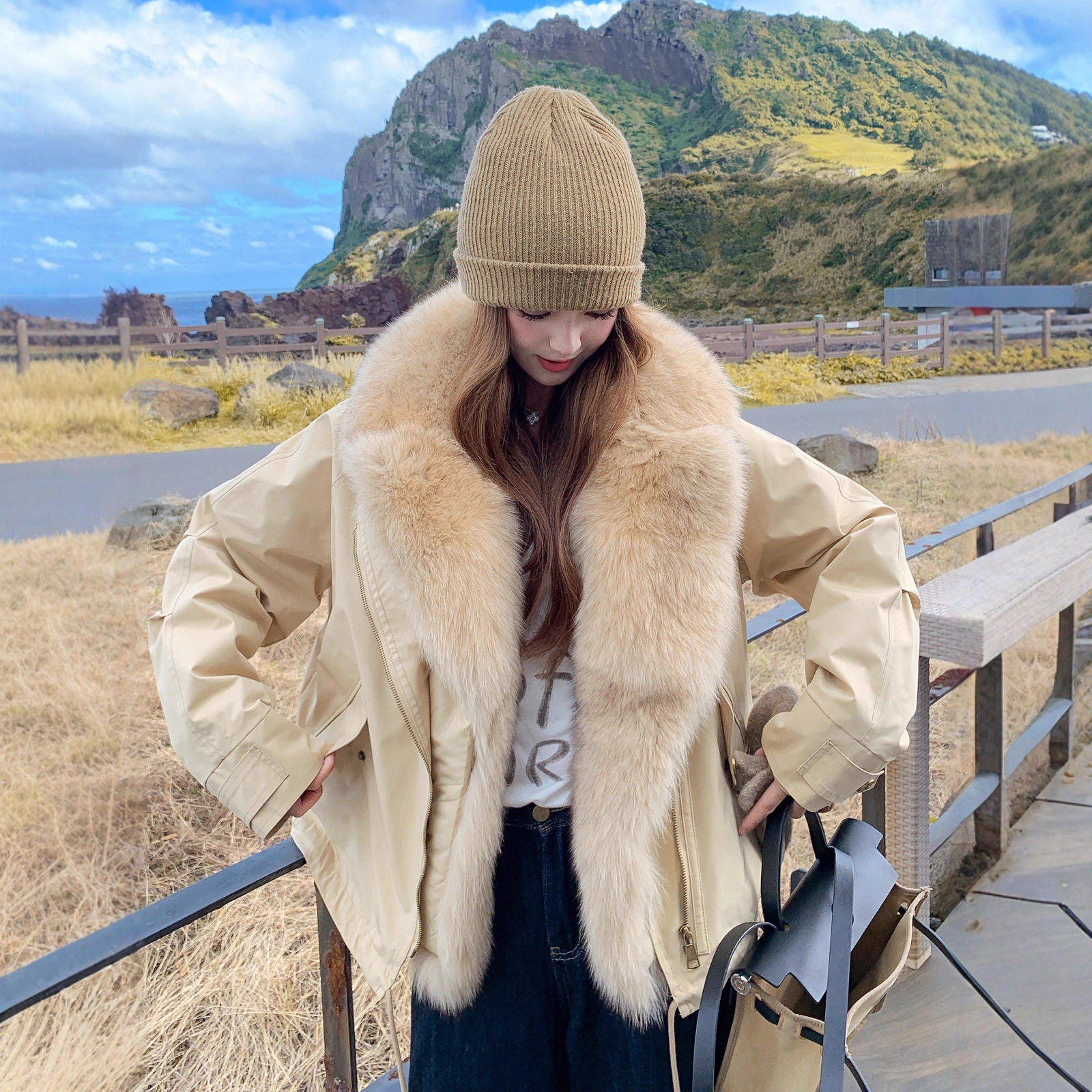 甜酷派克羽绒服女工装休闲皮草外套狐狸毛领可拆卸加厚内胆年轻款