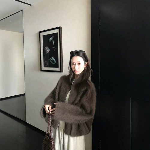暮绒序山羊绒羊毛立领呢大衣女