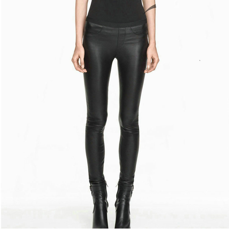 弹力绵羊皮小脚裤女紧身包臀性感真皮长裤新款锥形进口羊皮打