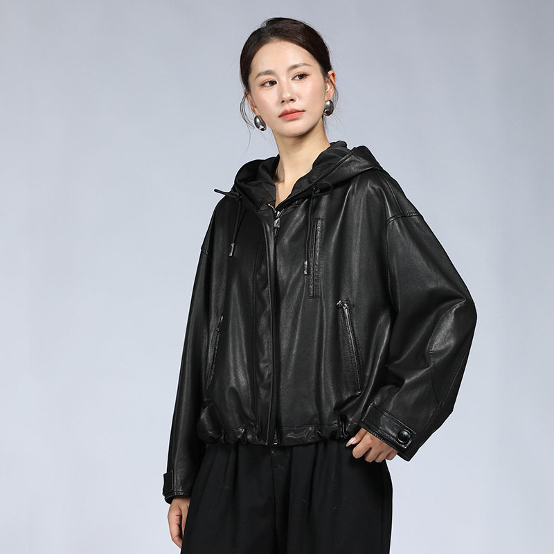 美式复古皮衣机车皮夹克女