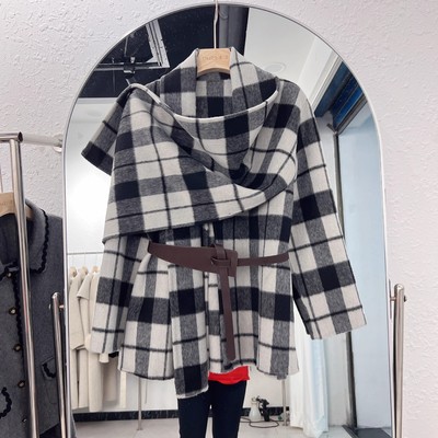 2025秋冬新款格子双面呢羊绒大衣