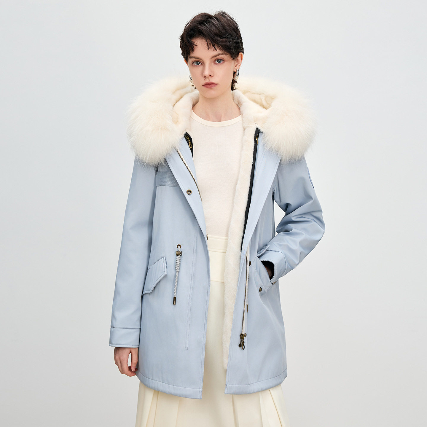 派克服女2025冬新款水貂毛内胆