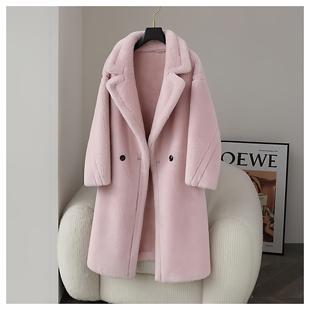 泰迪大衣中长款羊剪绒毛毛外套颗粒100羊羔毛皮草女年轻款2026冬