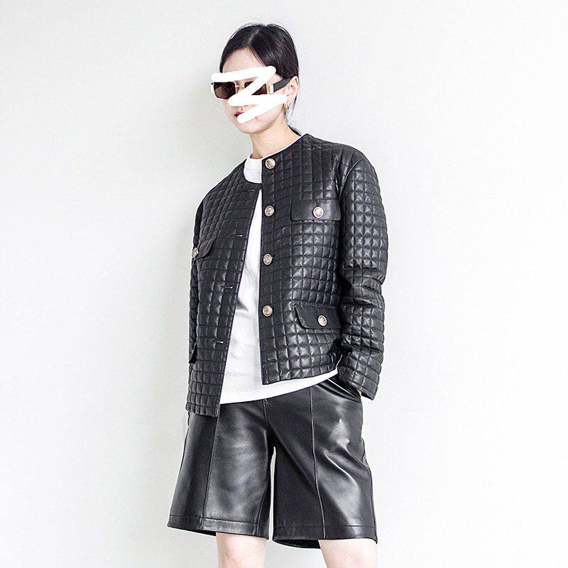 2026秋冬真皮小香风女式棉衣外套加厚保暖宽松中长款绵羊皮衣夹克