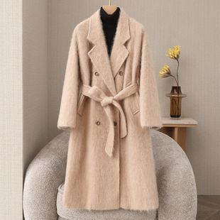 2026新款拉绒羊绒大衣女高级感羊毛外套中长款宽松气质长毛大衣厚