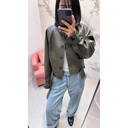 2025秋冬新款真皮皮衣女短款小羊皮夹克机车服外套女宽松显瘦