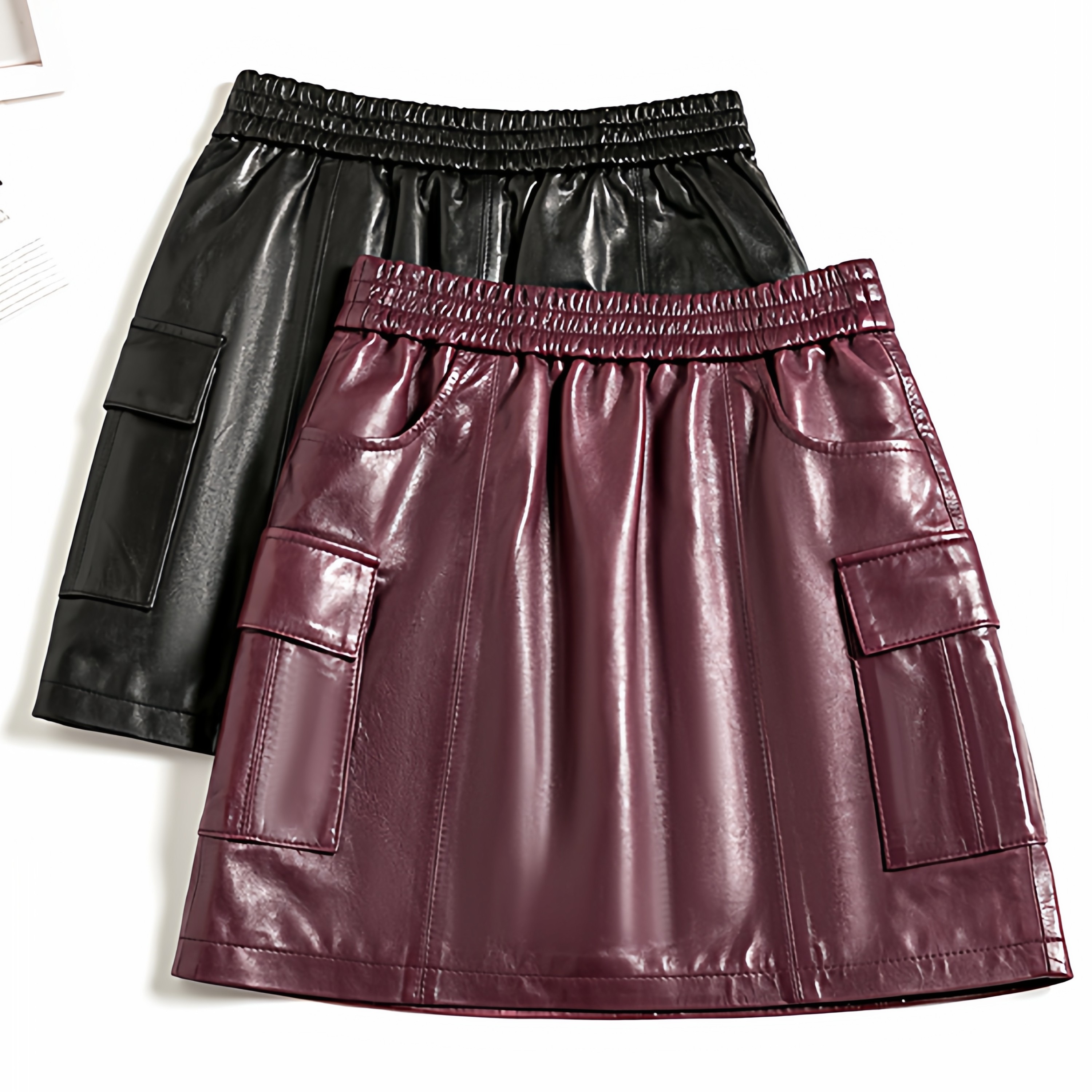 安哥拉红工装植鞣绵羊皮真皮皮裙女2026新款高腰a字包臀半身短裙,女装/女士精品,半身裙,淘宝优惠券,粉丝福利购,淘宝优惠卷