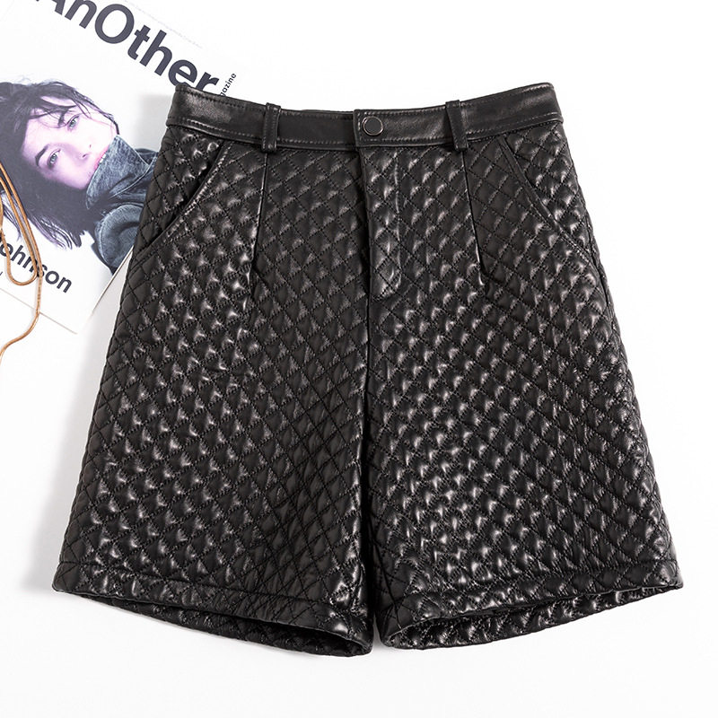 真皮短裤女2026春秋新款绵羊皮直筒加棉休闲裤外穿高腰显瘦加厚,女装/女士精品,皮裤,淘宝优惠券,粉丝福利购,淘宝优惠卷