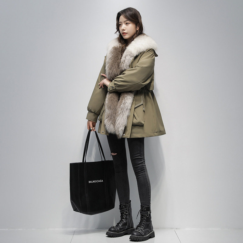 狐狸毛门襟派克服女2026冬季新款獭兔毛+羽绒内胆可拆卸皮草外套