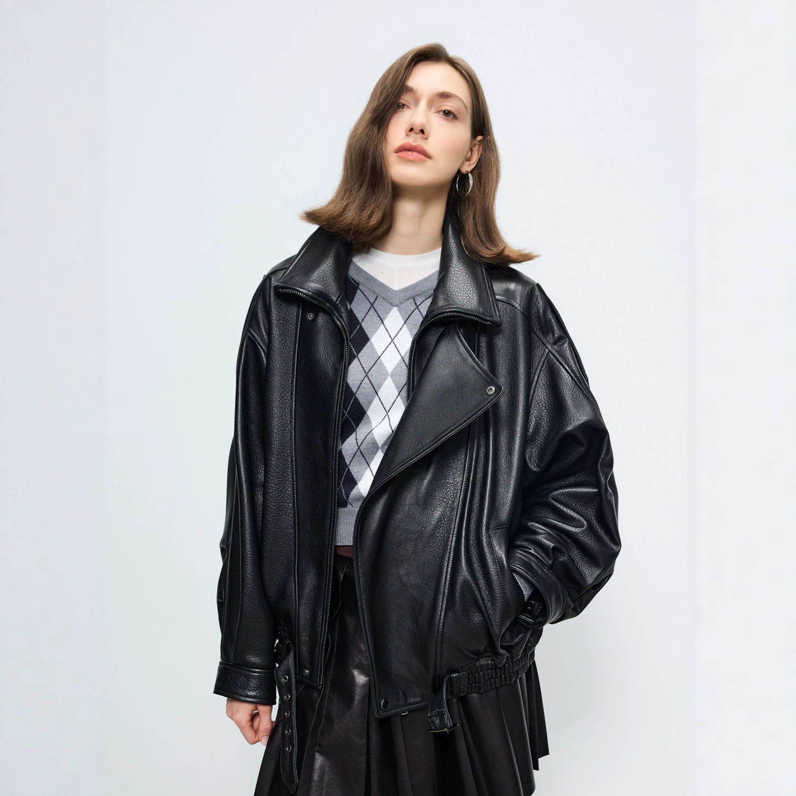 秋冬新款进口羊皮羊羔泡皮皮夹克