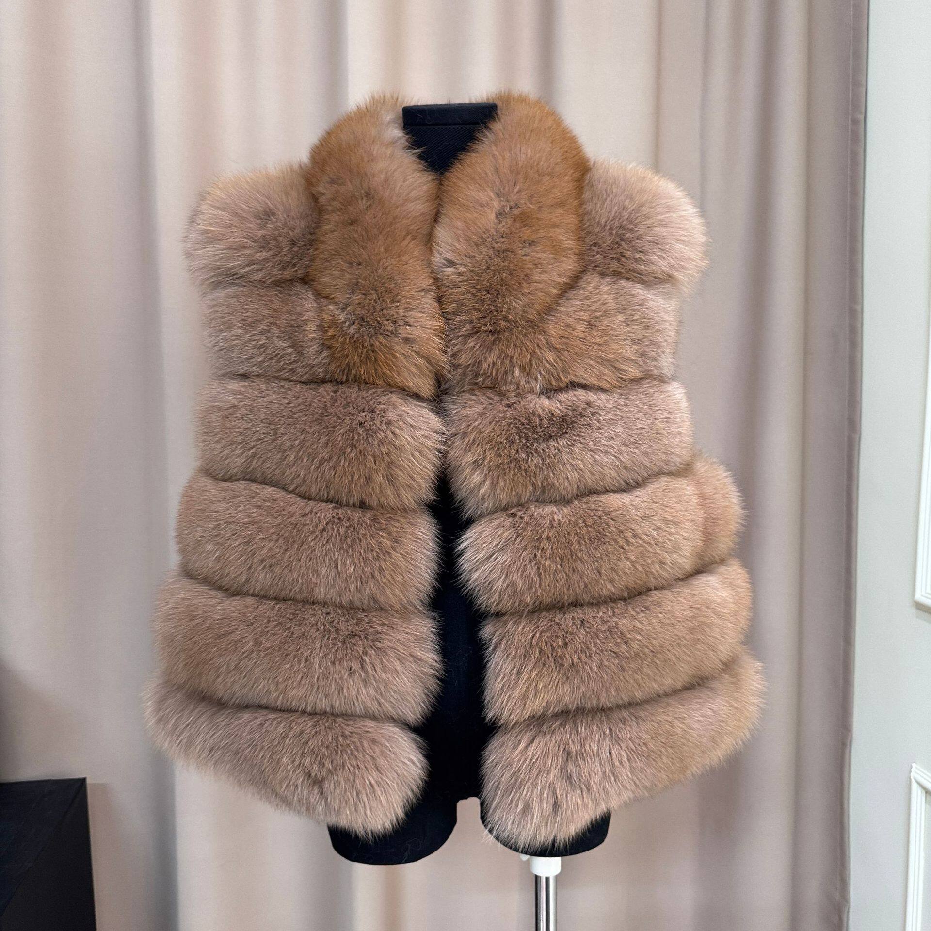 整皮狐狸毛马甲新款女士2026年冬季皮草背心加厚保暖真毛外套女