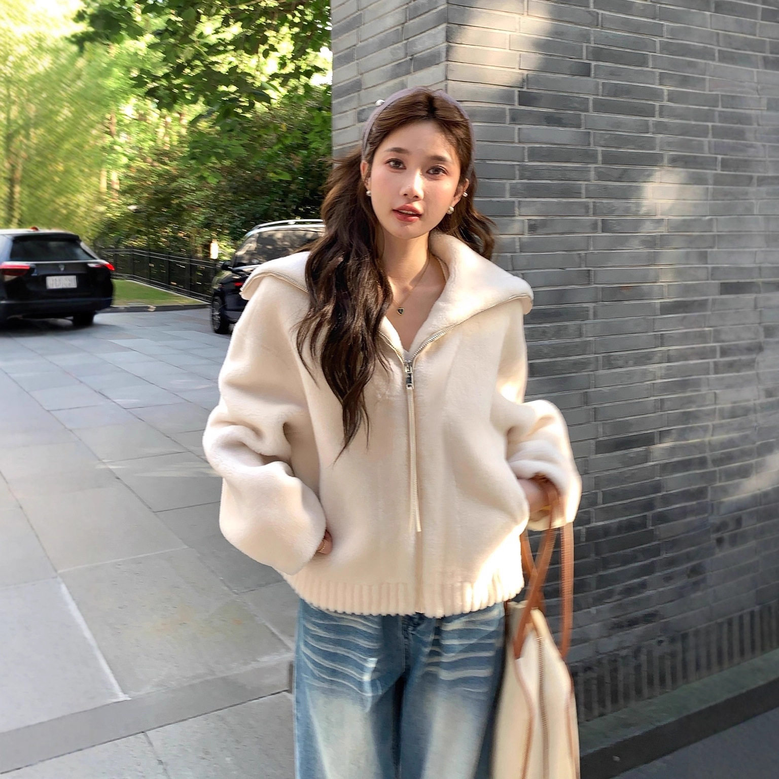 |半打奶酥|美利奴海军领超细100羊毛皮草外套女2026秋冬新款短,女装/女士精品,皮草,淘宝优惠券,粉丝福利购,淘宝优惠卷