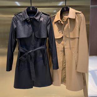 绵羊皮真皮皮衣外套2026新款女风衣款式配腰带单排暗扣面料柔软