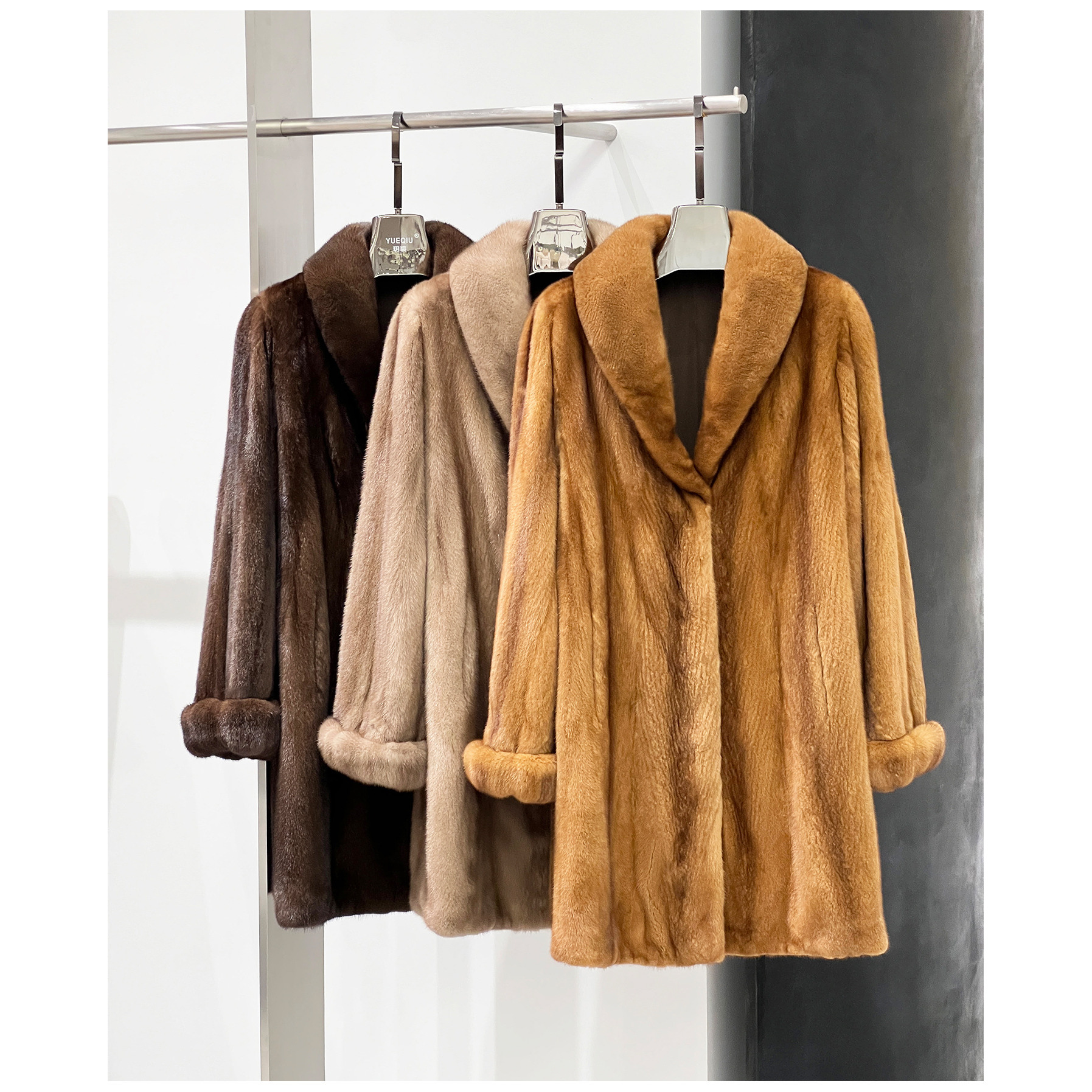 小母貂皮大衣皮草青果领全抽刀