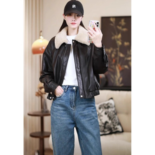 2026新款小个子白鹅绒加厚真皮女显瘦翡翠绵羊皮毛领皮衣外套女款