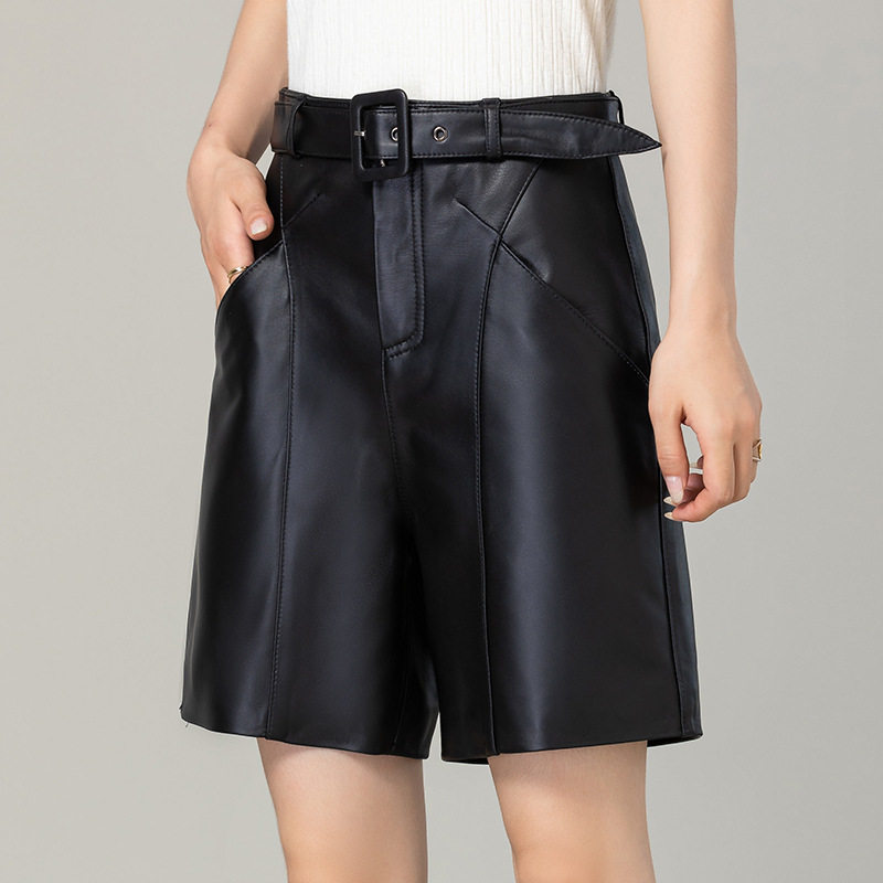 真皮短裤女2026春秋新款绵羊皮高腰显瘦直筒腿五分裤休闲宽松中裤,女装/女士精品,皮裤,淘宝优惠券,粉丝福利购,淘宝优惠卷