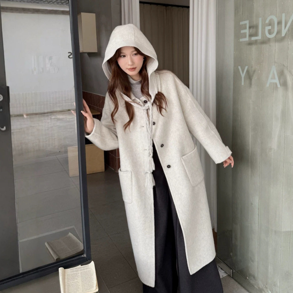 双面羊绒立领加厚保暖大衣女