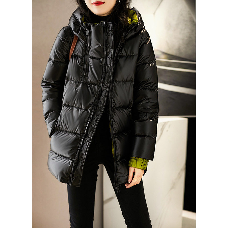 双面羽绒服95白鹅绒 连帽短款外套高端 2026新款黑色女款面包服