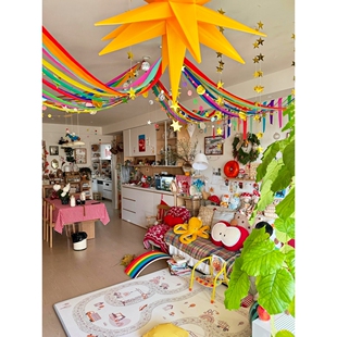 新年装饰皱纹纸拉花彩带挂饰diy客厅店铺天花板氛围布置拍照道具