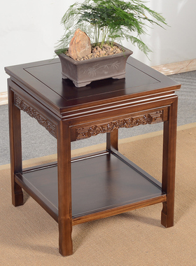 纯实木沙发边几角几侧边柜中式正小方桌茶几茶桌台鱼缸架花架盆景