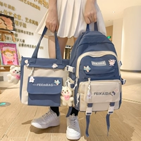 Синий милый комплект, подвеска, значок, с медвежатами