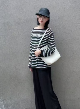 【商场同款】艾诺丝现货秒发2025夏新款百搭条纹针织衫女上衣8116