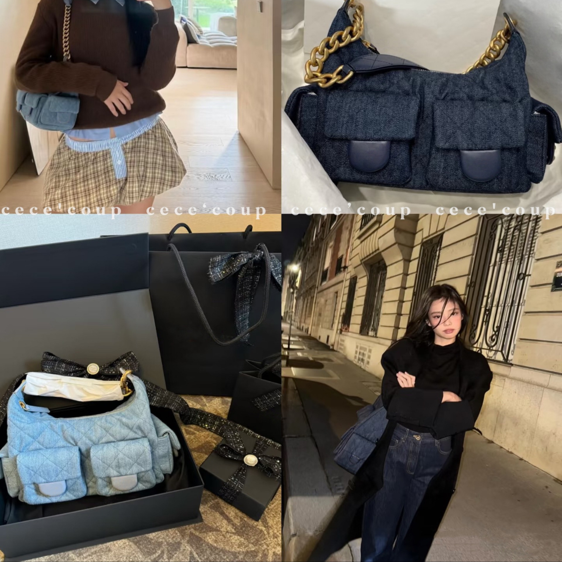 25FW菱格链条腋下包牛仔机车包