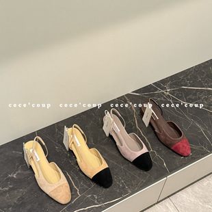 拼色低跟后空凉鞋 coup 女 经典 一眼爱上 25ss cece 新品