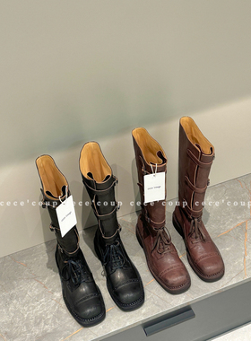 cece coup 炸街vogue！10/23 新品 24FW 复古擦色骑士靴 高筒长靴
