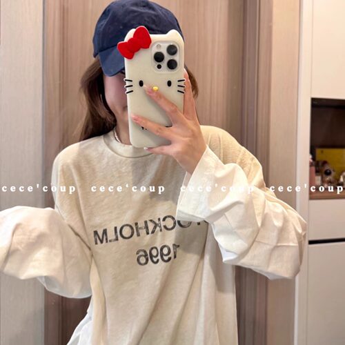 25ss1996字母印花做旧长袖T恤