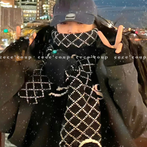 25FW双面字母羊绒围巾围脖披肩