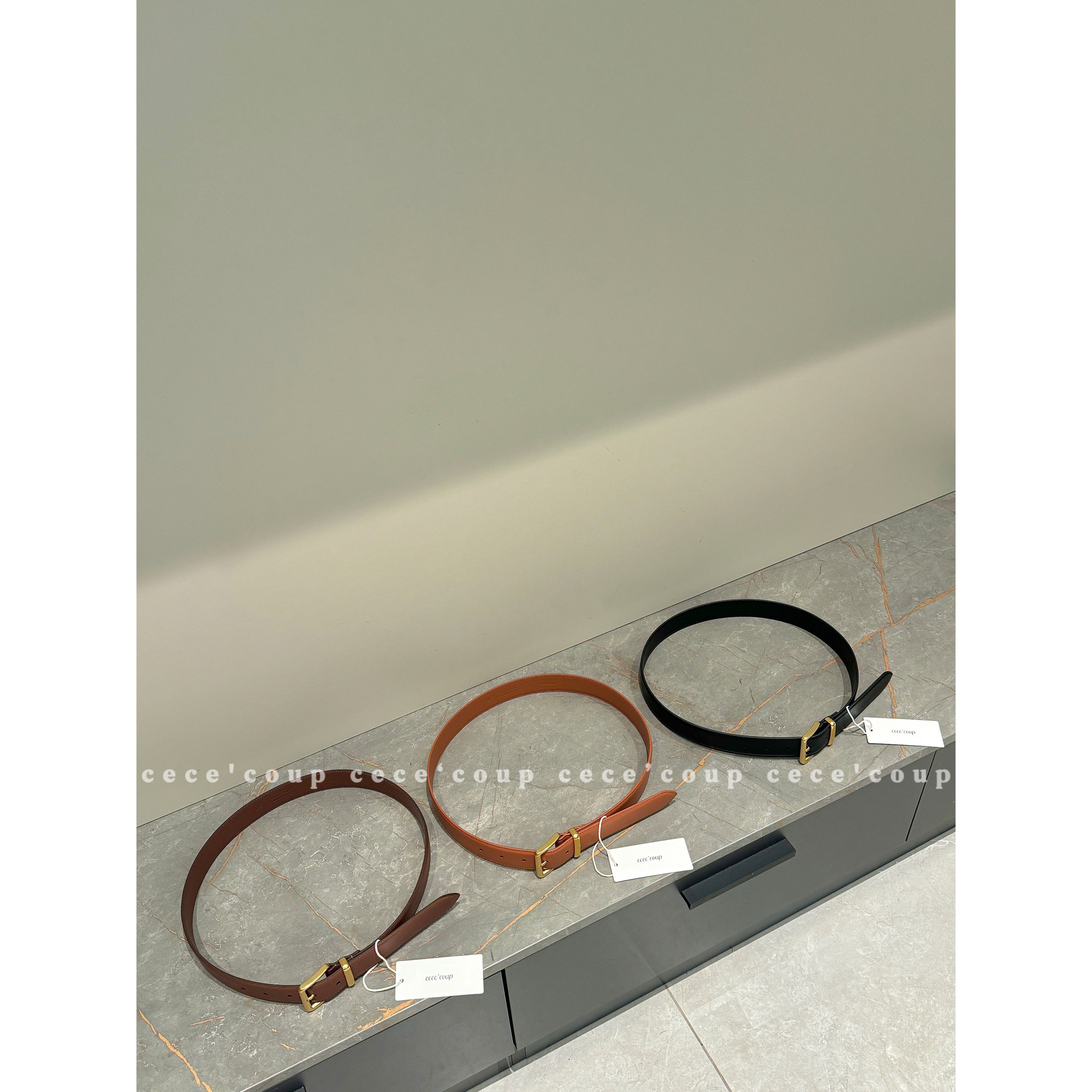 cece coup 时髦GIRL~12/31 新品 24ss 真皮复古百搭腰带 皮带女士