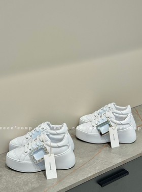 cece coup经典！闭眼买！10/01 新品 25s 水钻方扣厚底休闲小白鞋