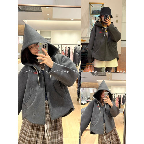 25FW刺绣土星女巫帽拉链卫衣