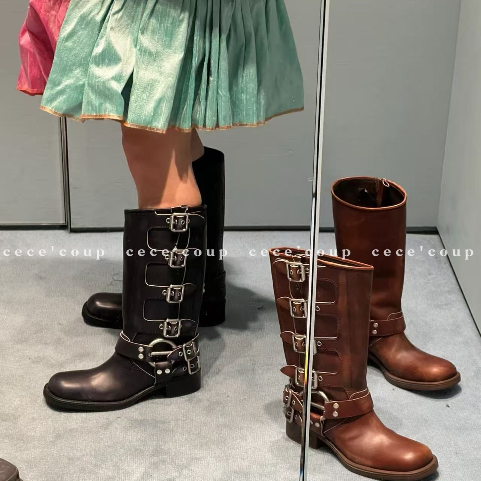 25FW经典擦色机车靴高筒长靴