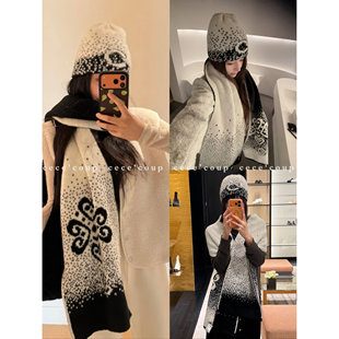 Shoe 新品 雪花渐变字母针织围巾冷帽 cece 25FW coup宝藏