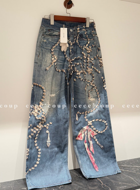 cece coup 梨形天菜！11/26 新品 25FW 美式蝴蝶结水晶链条牛仔裤