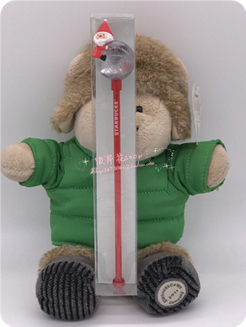 现货促销星巴克韩国201715限定雪人圣诞老人银LOGO搅拌棒