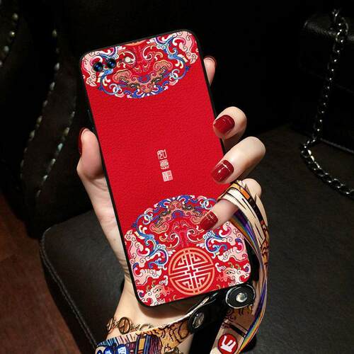 中国风国潮适用苹果7Plus手机壳新款新年红色iPhone8硅胶软壳7
