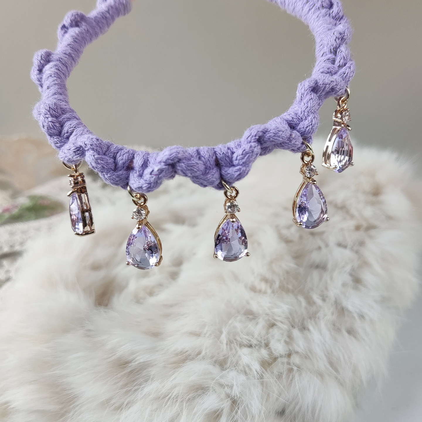 宠物珠宝项圈棉绳气质项链猫咪脖圈紫色锆石颈链小猫颈圈可调节,宠物/宠物食品及用品,项圈/肩带,淘宝优惠券,粉丝福利购,淘宝优惠卷