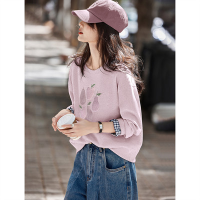 春秋时尚显瘦百搭休闲印花卫衣女