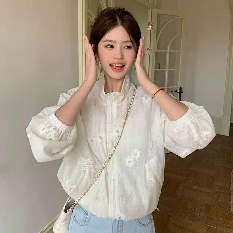 花朵刺绣薄款长袖外套女夏防晒衣